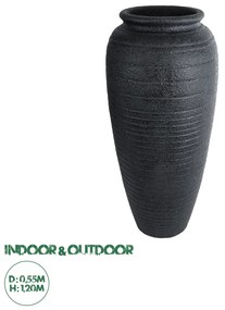 20717 GloboStar® Artificial Garden OLYMPIA 20717 Επιδαπέδιο Πολυεστερικό Τσιμεντένιο Κασπώ Γλάστρα - Flower Pot Μαύρο Φ55 x Υ120cm