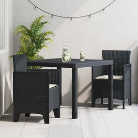 vidaXL Σετ Τραπεζαρίας Κήπου 3 pcs Ανθρακί 100 x 100 x 73 εκ Πλαστικό
