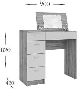 Τουαλέτα Tab Χρυσό Δρυς-Γραφίτη 90x42x82-110cm