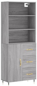vidaXL Ντουλάπι Γκρι Sonoma 69,5 x 34 x 180 εκ. Επεξεργασμένο Ξύλο