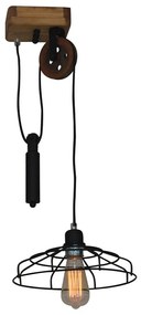 Φωτιστικό Οροφής Κρεμαστό HL-315P - 1 77-3172 Deon Black Homelighting Metal,Wood