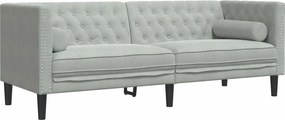 vidaXL Καναπές Chesterfield Σετ 2 Τεμ. με Στηρίγματα Αν. Γκρι Βελούδο