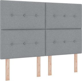 vidaXL LED κεφαλάρι με LED ταινίες φωτός Ανοιχτό γκρι 160 cm ύφασμα