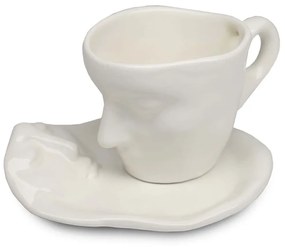 Φλυτζάνια Καφέ Με Πιατάκια (Σετ 2Τμχ) 968HBR1136 15cm White Aberto Design Κεραμικό