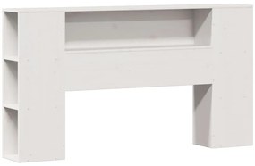 Κρεβάτι Βιβλιοθήκη Χωρίς Στρώμα Λευκό 135x190 εκ Μασίφ Πεύκο - Λευκό