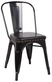 Καρέκλα Relix Ε5191Ρ,10 Μεταλλική Anttique Βlack/Pu Σκούρο Καφέ Metal, Technoderma
