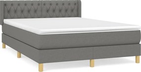 vidaXL Κρεβάτι Boxspring με Στρώμα Σκούρο Γκρι 140x200 εκ Υφασμάτινο