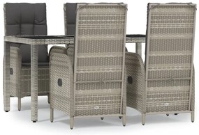 vidaXL Σετ Τραπεζαρίας Κήπου 5 τεμ. Γκρι Συνθ. Ρατάν με Μαξιλάρια