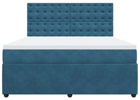 vidaXL Κρεβάτι Boxspring με Στρώμα Μπλε 180x200 εκ. Βελούδινο