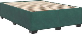 vidaXL Κρεβάτι Box Spring με Στρώμα και LED Σκούρο Πράσινο Βελούδο