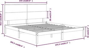 VidaXL Πλαίσιο Κρεβατιού 150 x 200 εκ. Μασίφ Ξύλο King Size