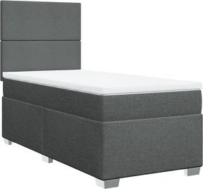 vidaXL Κρεβάτι Boxspring με Στρώμα Σκούρο Γκρι 90x200 εκ. Υφασμάτινο