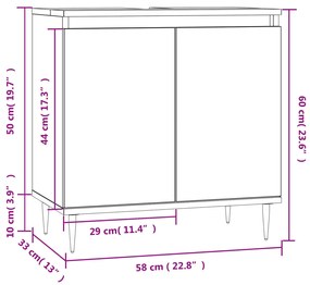 Ντουλάπι Μπάνιου Μαύρο 58 x 33 x 60 εκ. από Επεξεργασμένο Ξύλο - Μαύρο