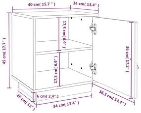 Κομοδίνο Καφέ Μελί 40x34x45 εκ. από Μασίφ Ξύλο Πεύκου - Καφέ