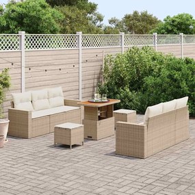 vidaXL Σετ Καναπέ Κήπου Ρυθμιζόμενο ύψος 9 pcs Μπεζ συνθετικό ρατάν