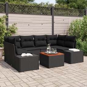 vidaXL Σετ Καναπέ Κήπου 7 pcs Μαύρο 55 x 55 x 37 εκ