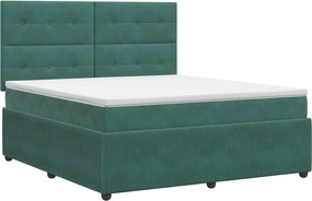 vidaXL Κρεβάτι box spring με στρώμα Σκούρο Πράσινο 140 x 190 cm