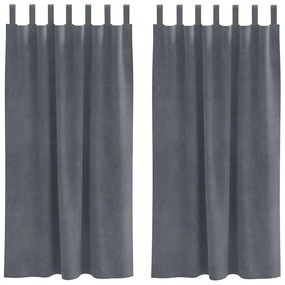 vidaXL Κουρτίνες με κουρτίνες 2 pcs Ανοιχτό γκρι 140 x 175 cm Βελούδο