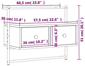 ΈΠΙΠΛΟ ΤΗΛΕΟΡΑΣΗΣ ΕΠΙΤΟΙΧΙΟ SONOMA ΔΡΥΣ 60,5X30X51 ΕΚ. ΕΠ. ΞΥΛΟ 833454