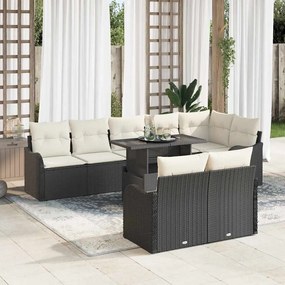 vidaXL Σετ καθιστικού με μαξιλάρι 9 pcs Μαύρο Πολυ ράταν