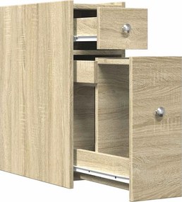 vidaXL Ντουλάπι Μπάνιου Στενό με Ροδάκια Sonoma Δρυς Επεξ. Ξύλο