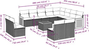 vidaXL Σετ Καναπέ Κήπου 13τεμ Μπεζ Συνθ. Ρατάν με Μαξιλάρια