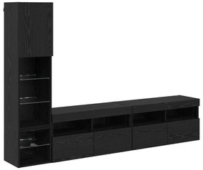 Μονάδα Τοίχου Τηλεόρασης 4 pcs Μαύρη Οξυά Επεξεργασμένο ξύλο