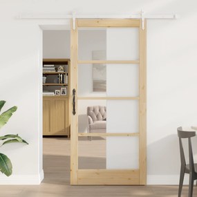 vidaXL Ολισθητή Πόρτα με Σετ Υλικών 93x202 cm Μασίφ Ξύλο Πεύκου