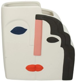 Βάζο Πρόσωπο Πολύχρωμο Κεραμικό 21.3x8.7x21.6cm