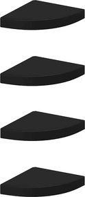 vidaXL Ράφια Τοίχου 4 τεμ. Μαύρα 25x25x3,8 εκ. από MDF