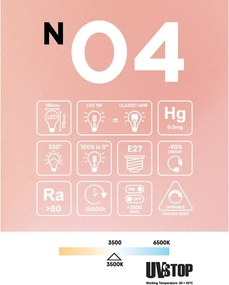 LED Filament Λαμπτήρας N04 Γλόμπος G125 Διαφανής 7W 806Lm E27 3500K Dimmable