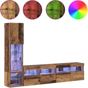vidaXL Μονάδα Τοίχου Τηλεόρασης 4 pcs Παλιό ξύλο Επεξεργασμένο Ξύλο