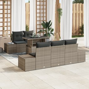 vidaXL Σετ 6 Τεμαχίων Καναπέ με Μαξιλάρια σε Γκρι Πολυ Ράτταν