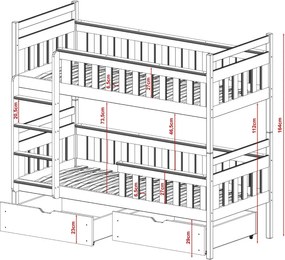 TEZO 90x190 white bunk bed Lano Furniture