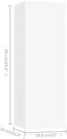 vidaXL Έπιπλο Τηλεόρασης 4 Τεμαχίων Λευκό από Επεξ. Ξύλο