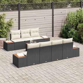 vidaXL Σετ Καναπέ Κήπου με μαξιλάρι 8 pcs Μαύρο Πολυ ράταν
