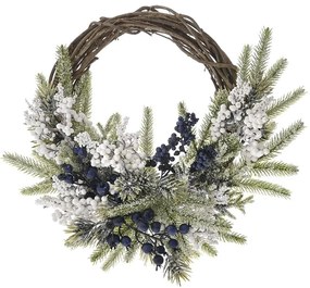Χριστουγεννιάτικο Στεφάνι Χιονισμένο Με Berries 81594 45cm Multi