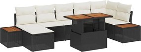 vidaXL Σετ Καναπέ Κήπου 8 pcs Μαύρο και Μπεζ