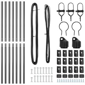 vidaXL Πό posts φράχτη 7 pcs Γκρι Ø32mm 150 εκ Γαλβανισμένος χάλυβας