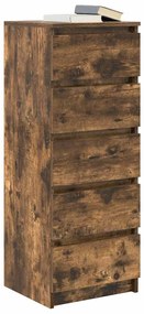 Συρταριέρα με Συρτάρια Καπνιστή Δρυς 37,5x35x99 εκ. Επεξ. Ξύλο - Καφέ