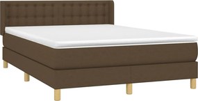 vidaXL Κρεβάτι Boxspring με Στρώμα Σκούρο Καφέ 140x190 εκ. Υφασμάτινο