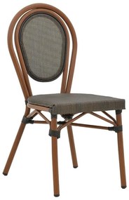 Chair Nacia  dark brown aluminum-grey  textilene 45x59x85cm 45x59x85 εκ.