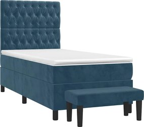 vidaXL Κρεβάτι Boxspring με Στρώμα Σκούρο Μπλε 80 x 200 εκ. Βελούδινο