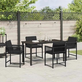 vidaXL Σέτ φαγητού για κήπο 5 pcs Μαύρο συνθετικό ρατάν