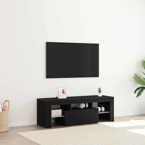 vidaXL Ντουλάπα τηλεόρασης με LED φώτα Μαύρη Δρυς 120x35x40 εκ