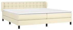 vidaXL Κρεβάτι Boxspring με Στρώμα Κρεμ 200x200 εκ. Συνθετικό Δέρμα