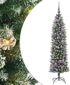 vidaXL Τεχνητό Λεπτό Χριστουγεννιάτικο Δέντρο Πράσινο και Λευκό 150 cm