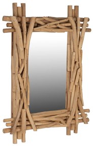 Καθρέπτης Τοίχου από Μασίφ Ξύλο ΤΕΑΚ Φυσικό 100x7x80Y εκ. 100x7x80 εκ.