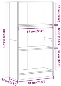 ΒΙΒΛΙΟΘΗΚΗ ΓΚΡΙ ΣΚΥΡΟΔΕΜΑΤΟΣ 60X24X109 ΕΚ. ΕΠΕΞΕΡΓ. ΞΥΛΟ 857806