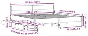 Σκελετός Κρεβ. Χωρίς Στρώμα Καφέ Κεριού 200x200 εκ Μασίφ Πεύκο - Καφέ